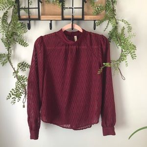 Free People sheer deep purple sz s blouse